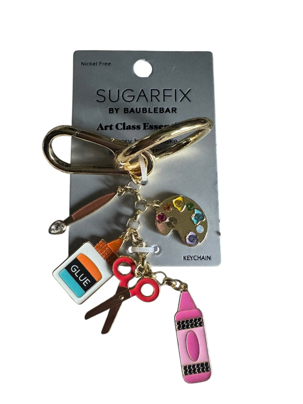 Sugarfix by BaubleBar Gold Art Class Charm Keychain - Pink & Multi